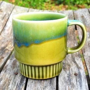 Retro style Green and blue vintage MCM stackable mug